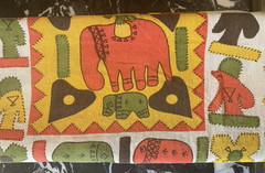 vintage 70s material – tribal / global / boho cotton fabric sheet – 88.5″ x 86″