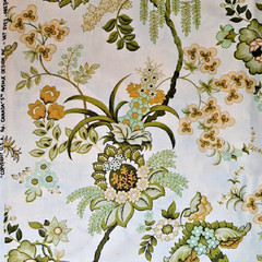 5 YDS 5th Avenue Designs Home Decor Fabric Yellow Jacobean Floral Glazed Cotton