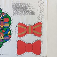 Vintage Manes Fabric Co. Holiday Toyland Wreath And Bow Cotton Cut And Sew Panel