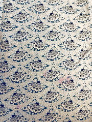 VTG Victorian Fans with Floral Design in Blue Black & Gray 41″x10″ Remnant