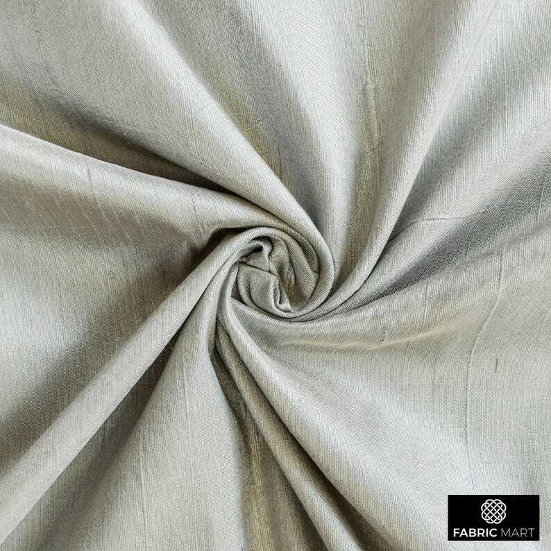 Light Gray Silk Dupioni Fabric By The Yard, 41 inches width Gray Silk Fabric