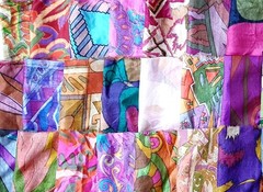 100g Lot Silk Vintage Sari Fabric remnants scrap Bundle Long stripes