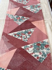 13”x42”, 13”x35” Japanese kimono silk fabric/ Katazome chrysanthemums E7