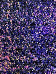 Stephanie IRIDESCENT PINK ROYAL Overlap Sequins on Black Stretch Velvet Fabric