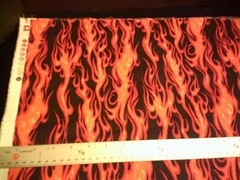 WASHED & IRONED Flames, black background Fat Quarter 18″X21 1/2 ” Cotton Fabric
