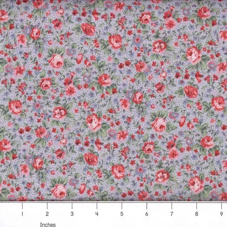 Country Floral Fabric # 06 Blue 100% Cotton By The Yard/Continuous Yards
