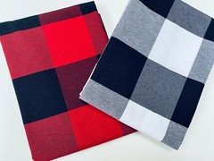 Dobby Buffalo BIG Checks Plaid Fabric Scottish Royal Stewart 140cm wide BLACK