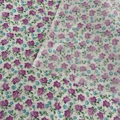 Vtg Calico Scrap Pack Floral Purple Aqua Lavender Lightweight Cotton Blend Quilt