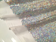 3mm Sequin Fabric Material Stretch Sparking Paillette 120cm Wide Silver Hologram
