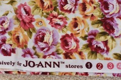 By 1/2 Yd, Red & Gold Floral on Cream Quilt Cotton, Jo-Ann, P3183