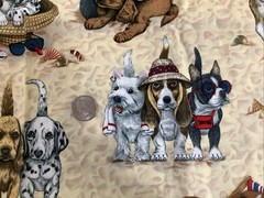 NEW UNWASHED MULTICOLOR “JO-ANN FABRICS” DOG PATTERN COTTON FABRIC 27″ X 42″