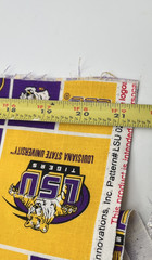 LOUISIANA STATE ( LSU )TIGERS NEW SMALL SQUARES DESIGN 1 YD PIECE 100% COTTON