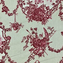 New Braemore Chinoiserie Chinese Garden Toile Fabric 6 yds Rose on Honeydew