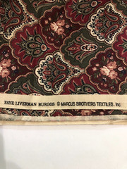 Faye Liverman Marcus Brothers Paisley Floral Maroon Green Fabric 2.25 Yards