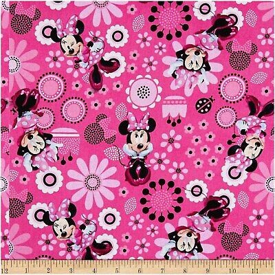 Pink Cotton Quilt Fabric with Minnie Bow Design