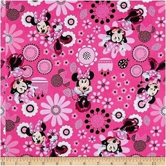 Pink Cotton Quilt Fabric with Minnie Bow Design