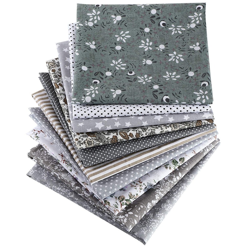 10 Pieces 20 x 20 Inch Fat Quarters Floral Patchwork Quilting Gray Square Bundle