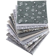 10 Pieces 20 x 20 Inch Fat Quarters Floral Patchwork Quilting Gray Square Bundle