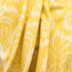 Yellow & White Sateen/Twill Weave Damask Cotton/Rayon Blend Fabric | 1.8 yds.