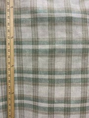 NATURAL SAGE GREEN BROWN Plaid 100% Linen Fabric (60 in.) Sold By The Yard