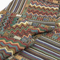 Vintage French Boho Checks Jacquard Tapestry Upholstery Decorator Fabric DIY New