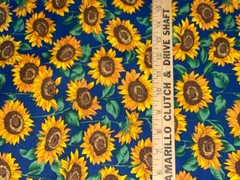 By 1/2 Yd Sunflowers Golden Yellow Blue Cotton Quilt Fabric Vintage by TexStyles
