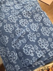 NEW Blue Flowers Hand Dyed 100% Cotton Batik Fabric BY THE YARD 38″ WIDE
