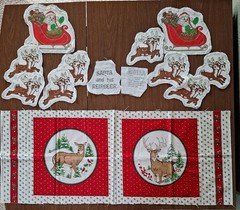 VTG LOT CHRISTMAS FABRIC PANELS Spring Mills SNOWMEN Aprons DEER Santa Cut & Sew