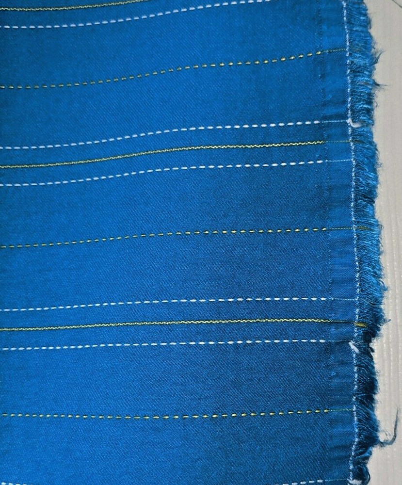 Vtg 80s/90s Super Stretch Woven Fabric Yarn dyed Stitch Detail 21″x 58″W Piece