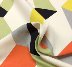 ETHAN ALLEN PAX MANGO ORANGE GEOMETRIC ABSTRACT MODERN FABRIC BY THE YARD 54″W