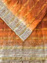 Pure Tussar Sari, Silk Fabric 5 Yard, Recycled Natural Vintage Fabric TSS3294