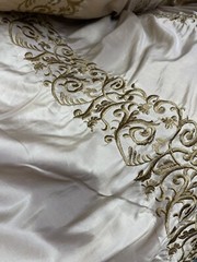 FAUX SILK EMBROIDERED~DRAPERY UPHOLSTERY Gold By The Yd