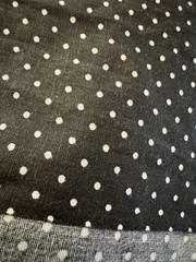 10 YARDS 44″W Dark CHARCOAL GRAY & White POLKA DOTS 100% COTTON FABRIC Vintage