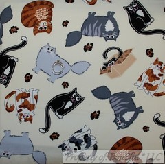 BonEful FABRIC FQ Cotton Quilt Orange Brown Coffee Bean Food Drink Snack Kitchen