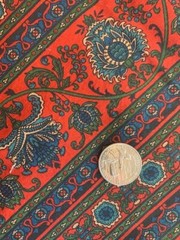 Vintage JINNY BEYER for Mr. RJR Fabric Cotton Quilt BORDER STRIPE RED 1.5 Yds Vt