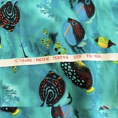 Vintage Tropical Fish Cotton Fabric Trans-Pacific 44” x 80” Ocean Reef Print