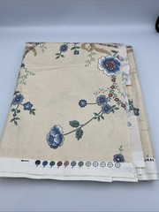 Old Stone Mill Fabric “ribbon Floral” Design 332-89 Beige With Blue 2.4 Yards