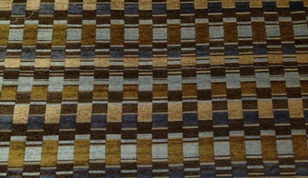 MILL CREEK MODE PRUSSIAN GEOMETRIC MODERN CHENILLE FURNITURE FABRIC BY THE YARD