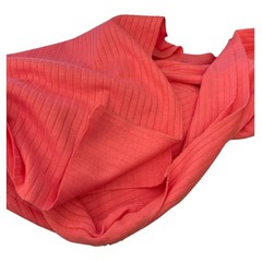 Bright Pink Ribbed Knit Fabric Soft Stretch Apparel Material 26 Inch Width