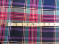 WOVEN MULTICOLOR MADRAS PLAID BLUE RED AQUA PURPLE 3 YARDS