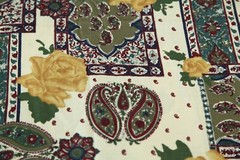 2Y x 60″ Vintage 80s 90s Rayon Paisley Floral Rose Fabric Maximalist Ornate Bold
