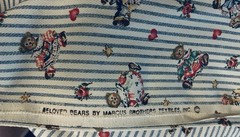VTG Beloved Bears Marcus Bros Textiles Twill Faux Ticking w/ Tossed Bears BTHY