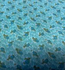 TURQUOISE ROSEBUDS- LIGHTWEIGHT COTTON- 2 3/4 YARDS