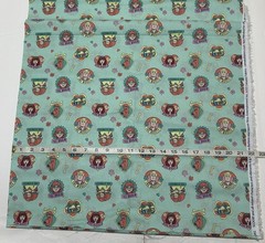 Scooby-Doo Fabric 100% Cotton Scoob Characters on Green Background HALF YARD