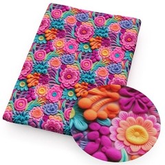 Flower floral 3D look Polyester Cotton blend fabric Spring flower 20×55″ 1250312