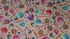 One Yard Rainbow Candy On Pink novelty FABRIC 100% COTTON