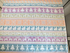 3 1/2 yards Wamsuta pastel border cotton fabric Duck Bird paper doll heart bunny