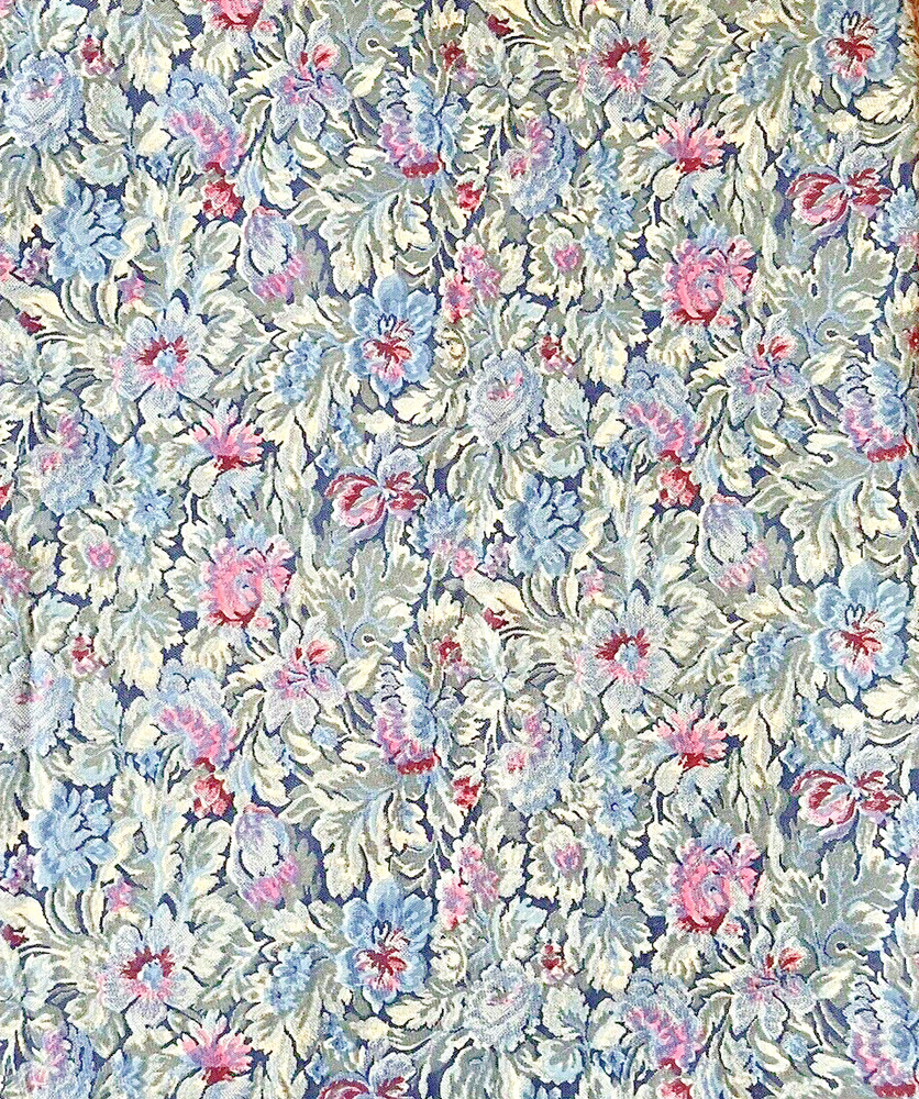 VTG Peter Pan Fabric Cotton Blue Navy Pink Mauve Green Floral Print