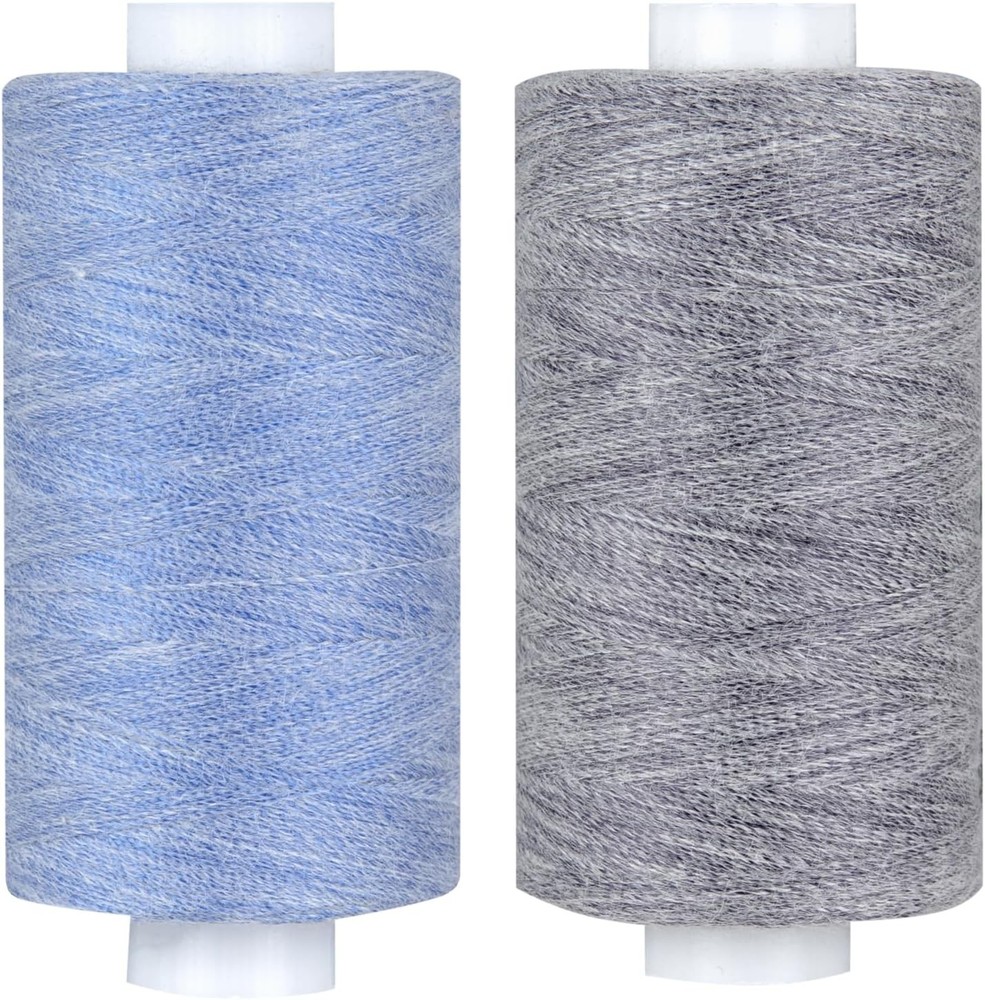 Simthread Dual Duty Denim Thread for Jeans 30WT 400 Yards x 2, Blue and Black