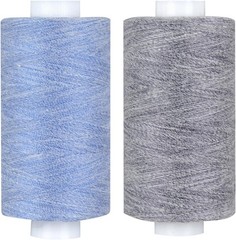 Simthread Dual Duty Denim Thread for Jeans 30WT 400 Yards x 2, Blue and Black